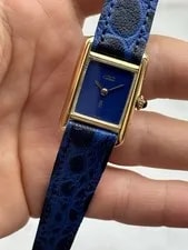 Cartier Tank Must de Vermeil Blue Lapis Dial Solid Gold 18k 750 Lady Swiss 2