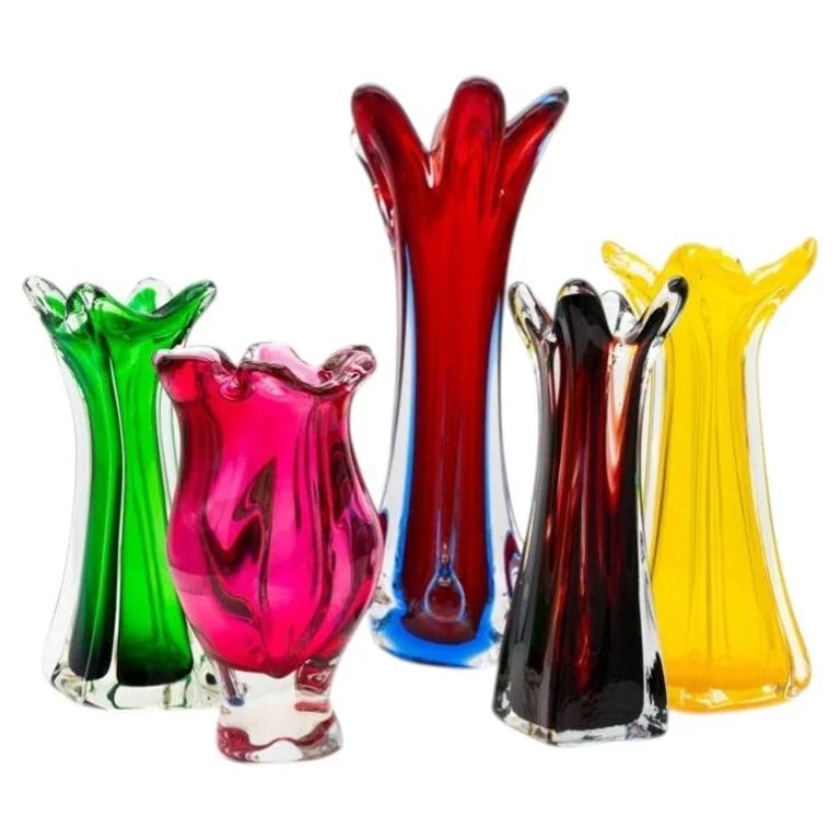 Murano — Set of 5 Murano Multi-coloured Glass Vases, Italy, 1970 — decorative_object — resale