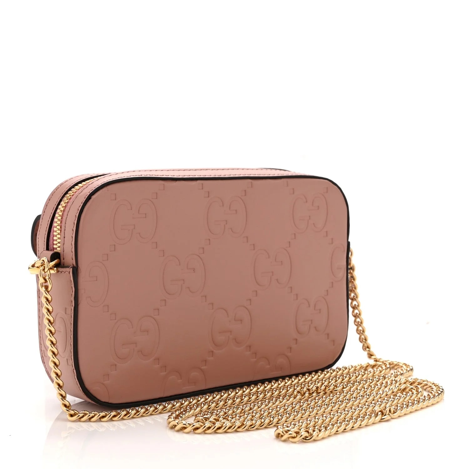 GG Super Mini Debossed Chain Wallet Dust Carmine 3