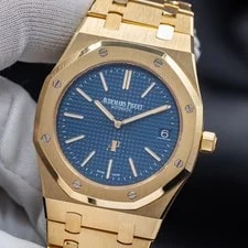 Audemars Piguet — Audemars Piguet Royal Oak 39mm Jumbo Extra Thin 15202BA Yellow Gold & Blue Dial — Watch — resale