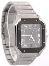 2026 Service Papers Cartier Santos 39.8mm Black Adlc Steel 4072 WSSA0037 BOX 4