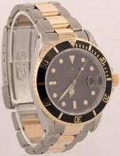1990 Papers Rolex Submariner Date 40mm Black 18K Yellow Gold Steel 16613 BOX 4