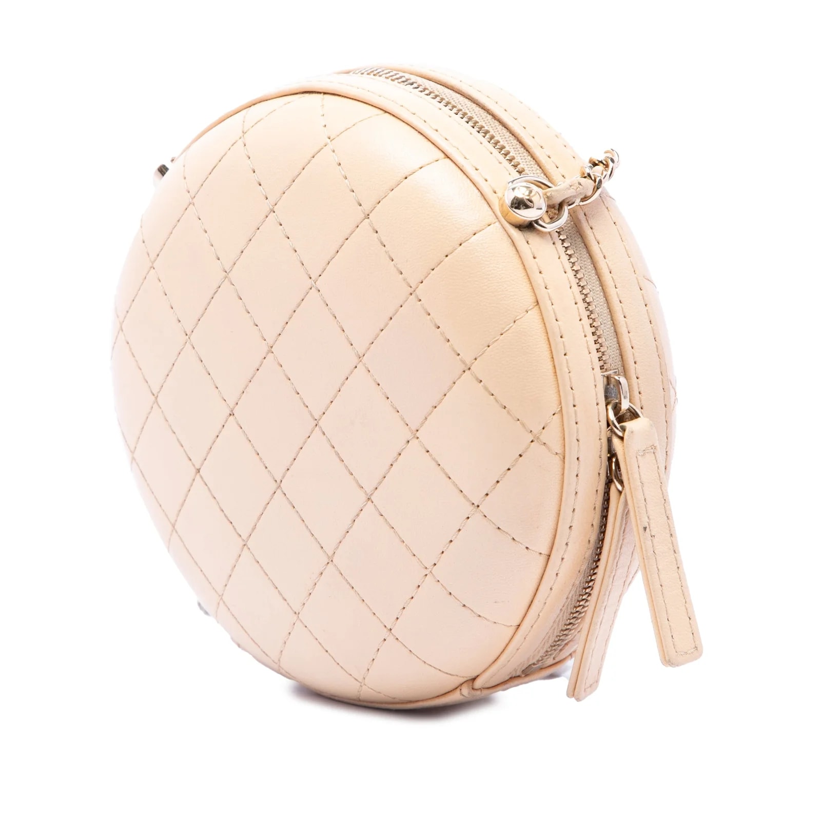Stitched Logo Strass and Chain Round Crossbody 2