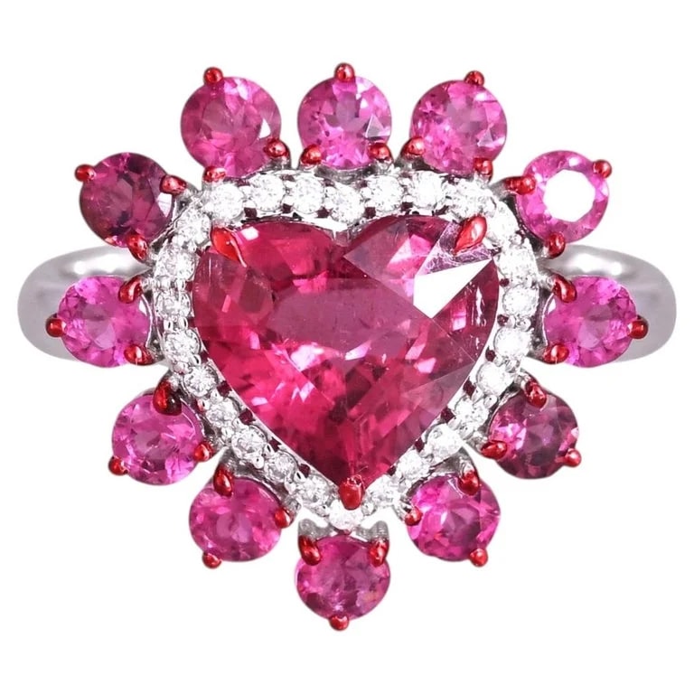 Jewel Hub — Set in 18K White Gold, 3.76 Carats, Rubellite & Modern Engagement — Jewelry — resale