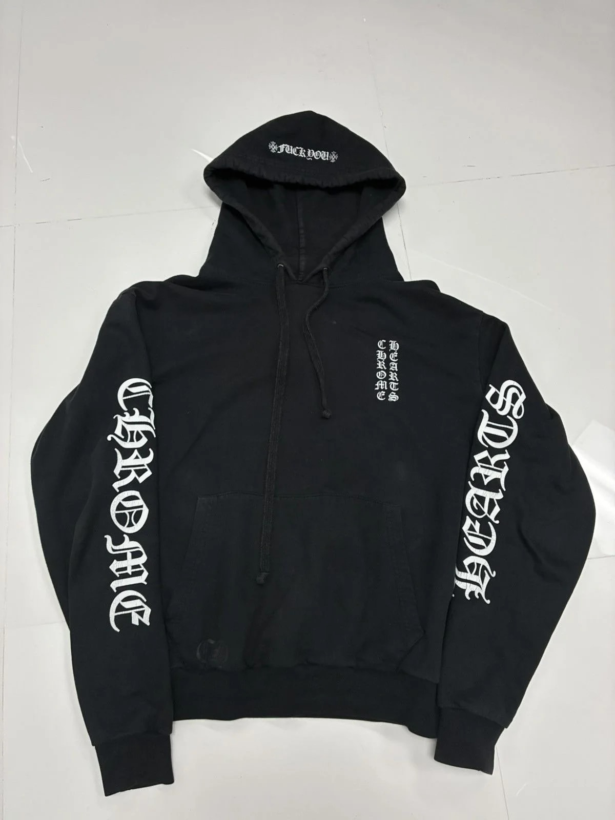 Chrome Hearts — Hearts Vertical Logo Fuck Scroll Logo Hoodie — streetwear — resale