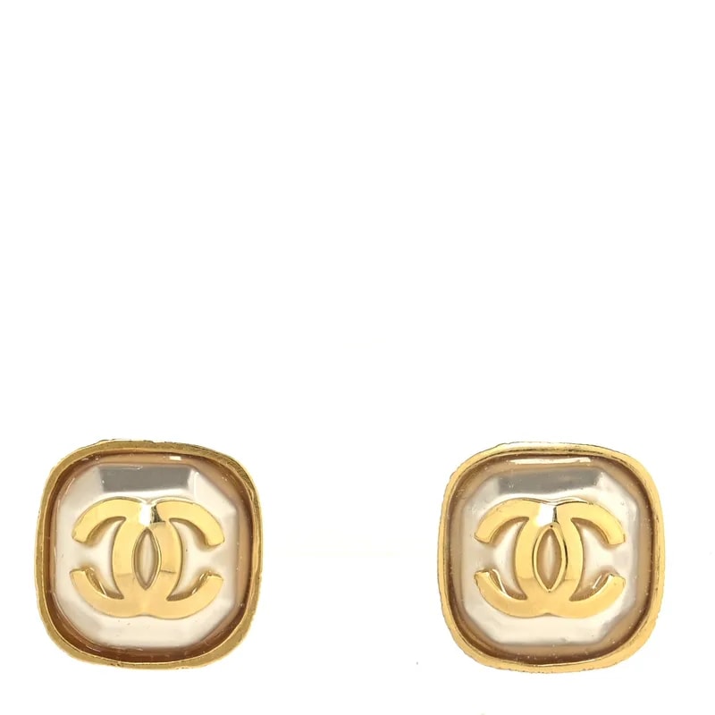 Chanel — Metal Resin CC Square — Jewelry — resale