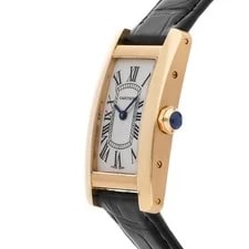 Cartier Tank Americaine Gold Quartz Silver Dial Rectangle Strap W2601556 2