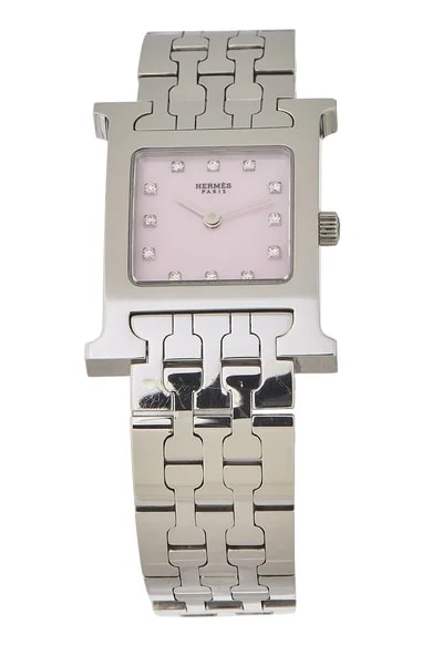 Hermès — Pink Stainless Steel Heure H Small — Watch — resale