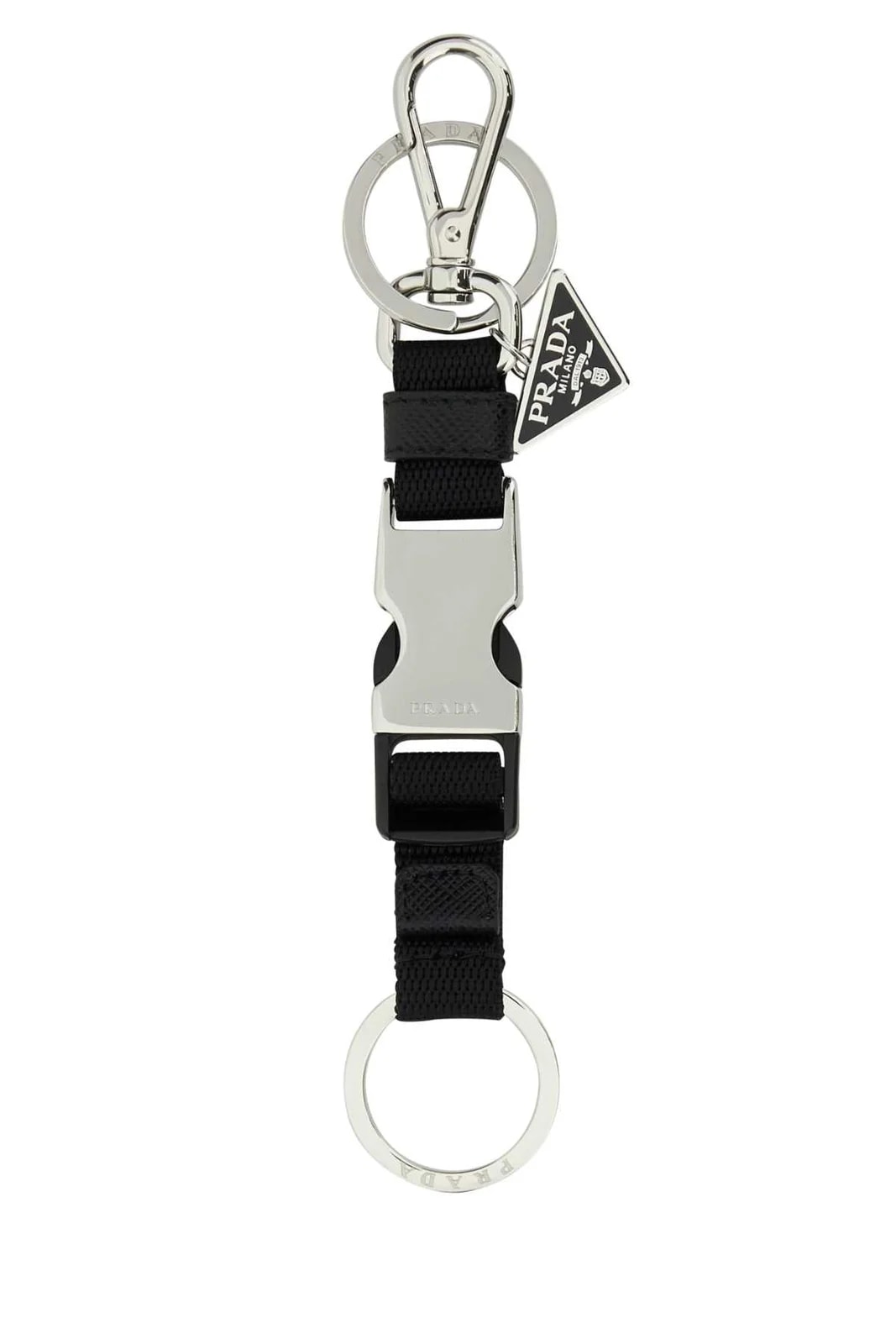 Prada — Prada Metal and Fabric Lanyard Key Case — Acciaio-poliammidericiclat Keychains — Accessory — resale