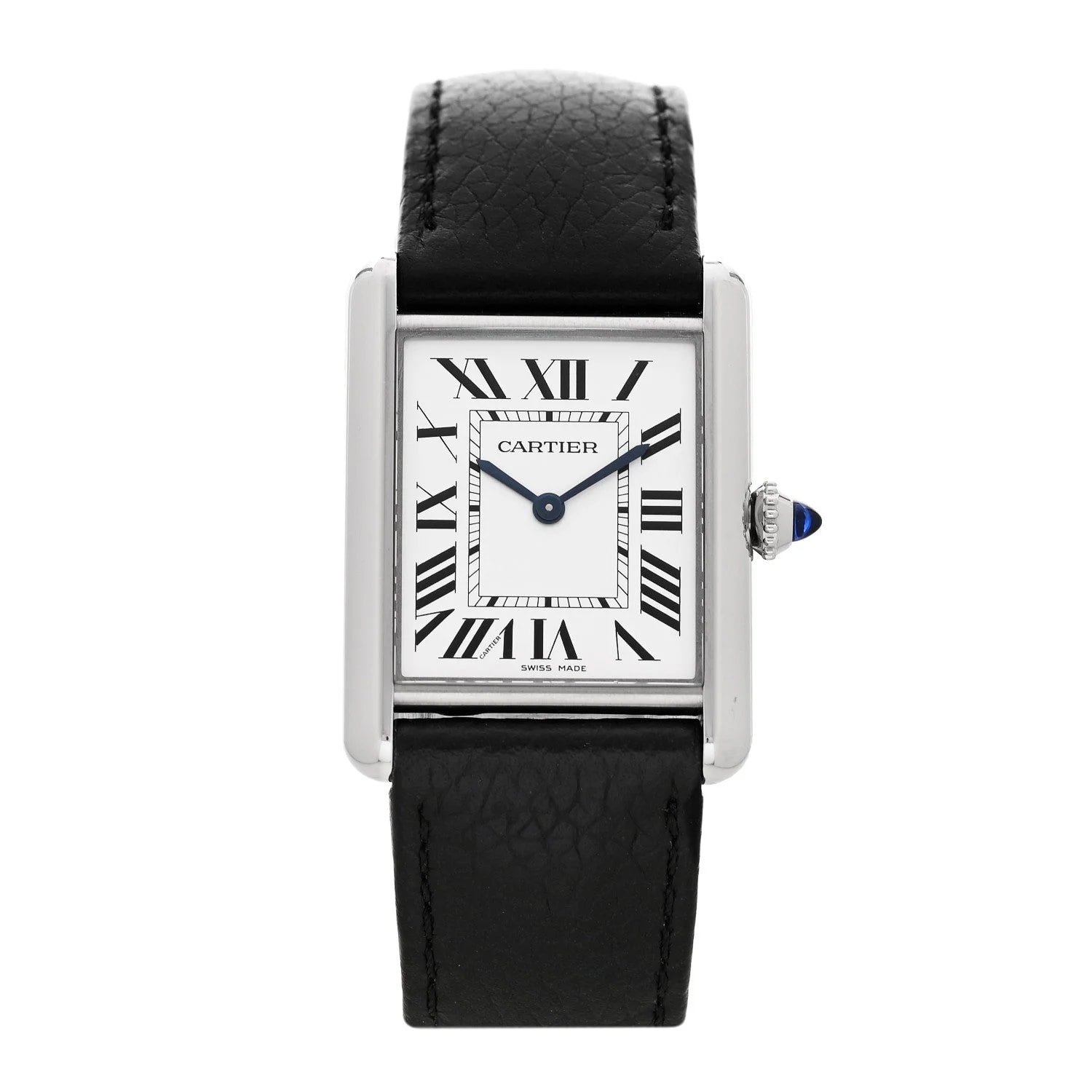 Cartier — Stainless Steel Calfskin 25mm Must de Cartier Tank Quartz — Watch — resale
