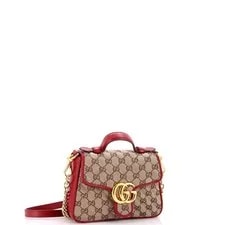 Gucci GG Marmont Top Handle Flap Diagonal Quilted With 2