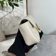 Auth Gucci GG Mini Marmont Chevron Chain Crossbody 2