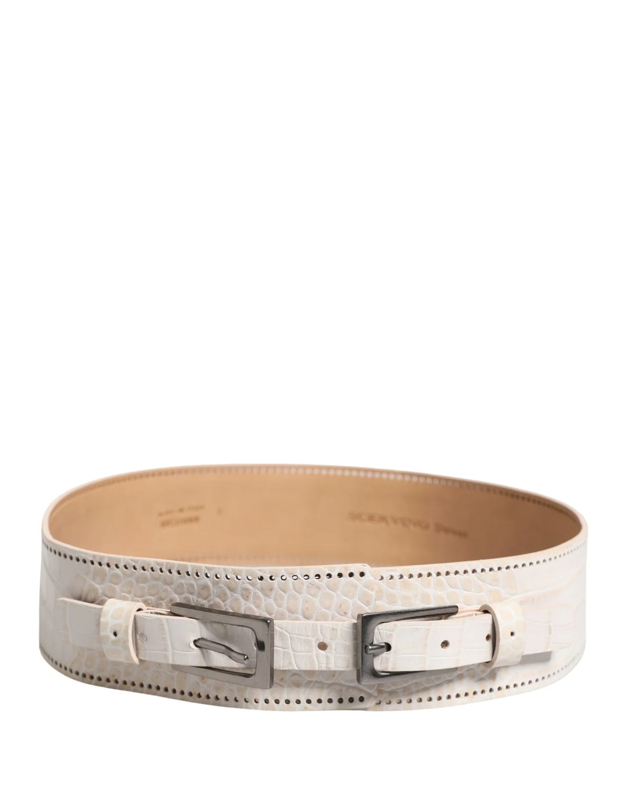Scervino Street Textured Wide SilverMetal Buckle Belt 2