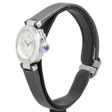 Cartier Miss Pasha W3140025 Silver Dial SS Satin Leather Quartz Wo 2