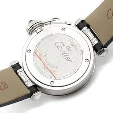 Cartier Miss Pasha W3140025 Silver Dial SS Satin Leather Quartz Wo 4