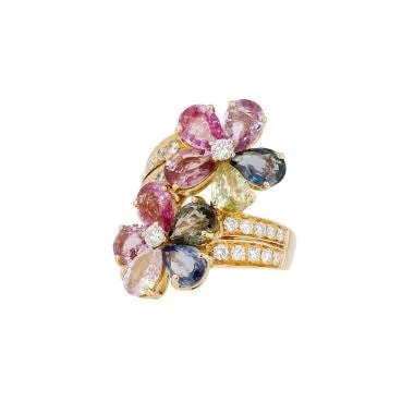 Bulgari — Bulgari Flower Large Model in Yellow Gold, Diamonds and Sapphires — Jewelry — resale