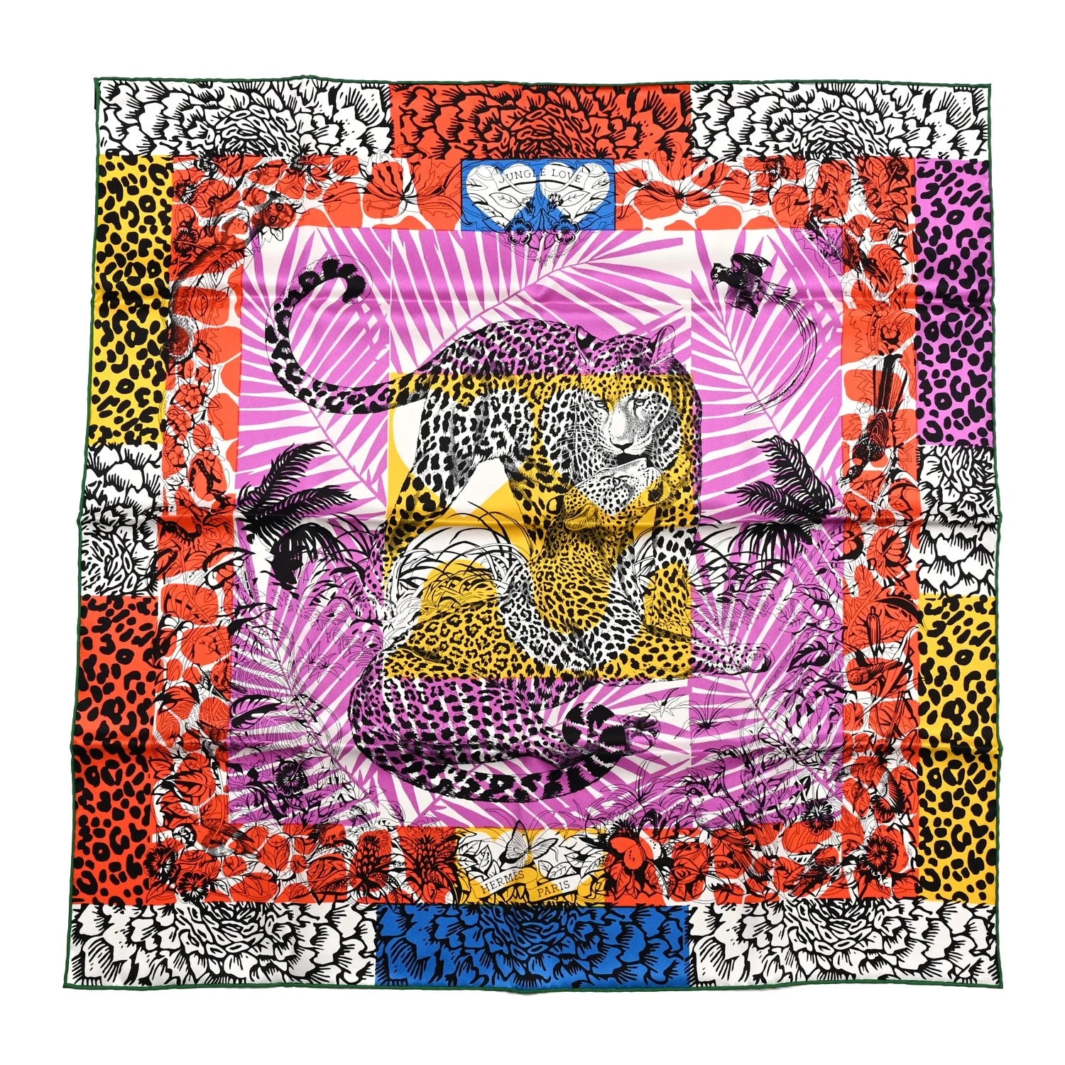 Hermès — Jungle Love Au Tampon Scarf 70 Cyclamen — Accessory — resale