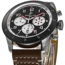 New Breitling Super Avi Black Dial Leather YB04451A1B1X1 2