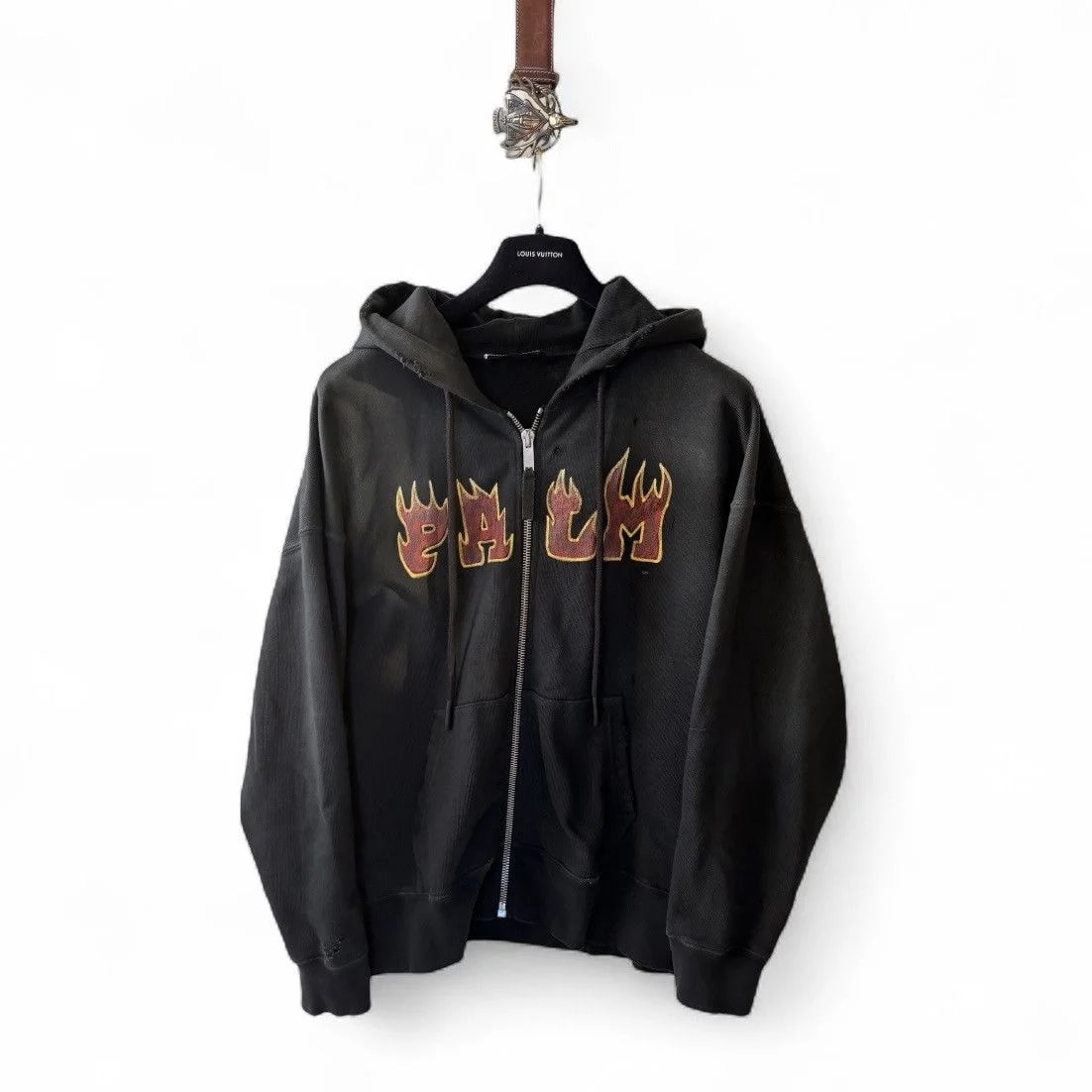 Palm Angels — Palm Angels Distressed Zip Hoodie — streetwear — resale