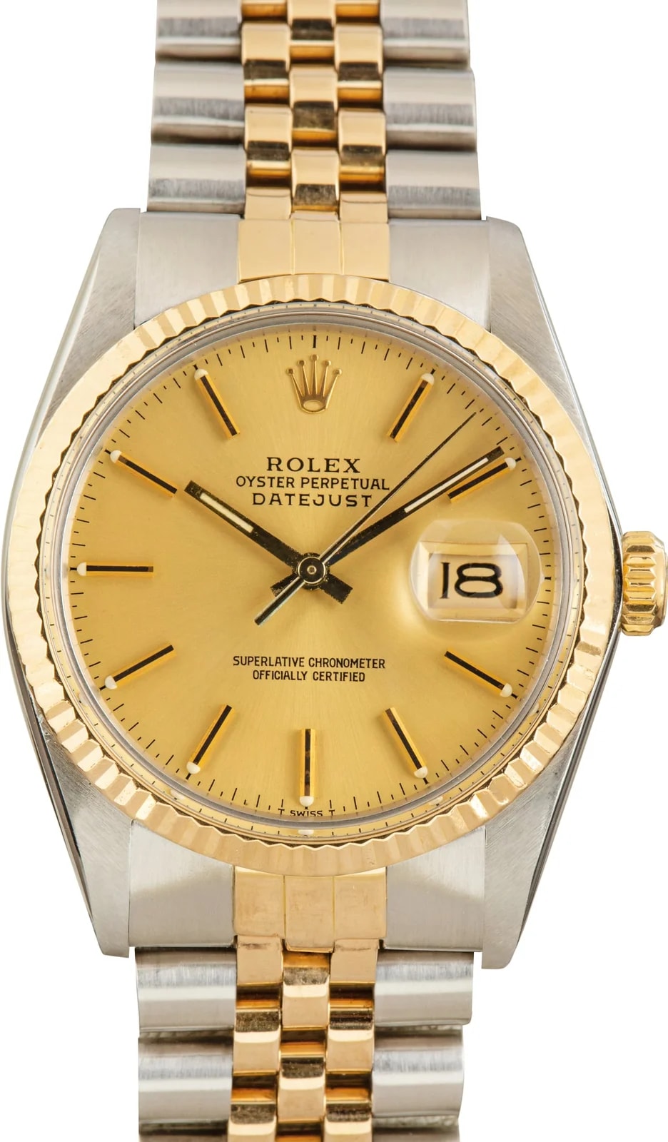 Steel & Gold Rolex Datejust 36 16013 Champagne Dial 2