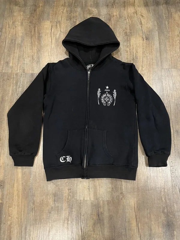 Chrome Hearts — Hearts Foti Skeleton Logo Thermal Zip Up Hoodie — streetwear — resale