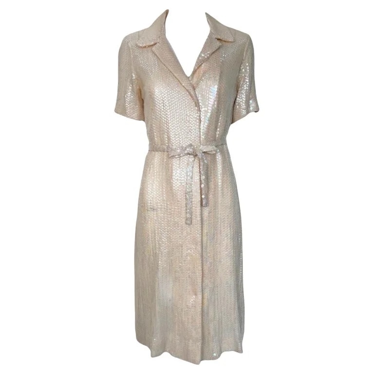 Halston — Halston Resort Sequin Shirt Dress Tie Belt, 1974 — Accessory — resale
