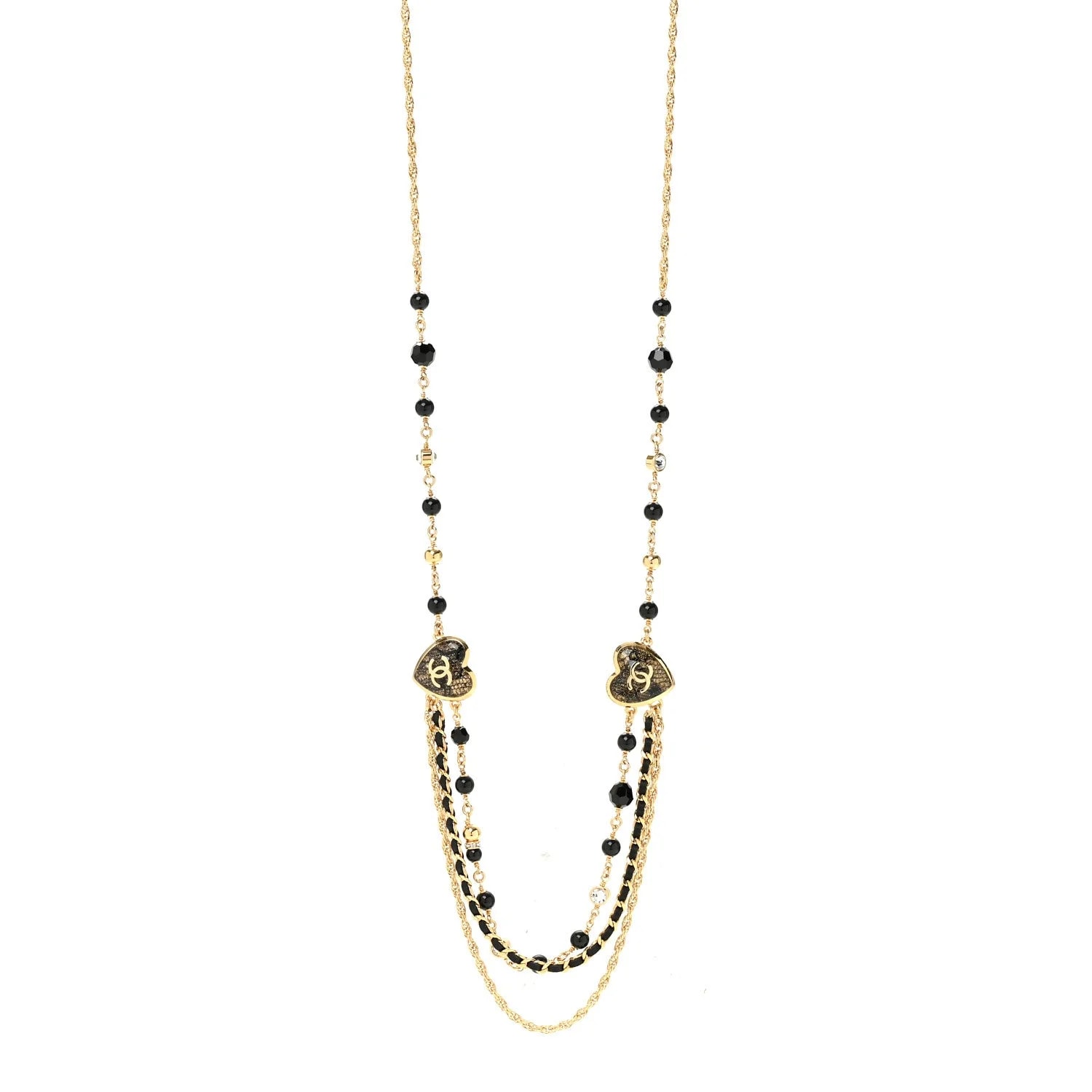 Chanel — Beaded CC Heart Long — Jewelry — resale