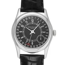 Patek Philippe — Patek Philippe Calatrava 6000G-001 Black Dial White Gold / Diamond #W318 — Watch — resale