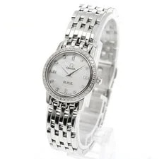 Omega 4575.75 de Ville Prestige 16P Diamond Bezel Shell Dial Quartz 3