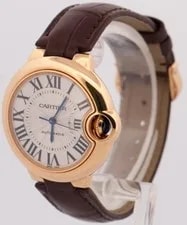 Cartier Ballon Bleu 18K Rose Gold 33mm Leather Automatic 3682 W6920097 3