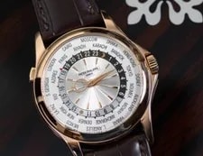 Patek Philippe World Time 18kt Rose Gold 'Double P' Silver Guilloche 5130R-018 4