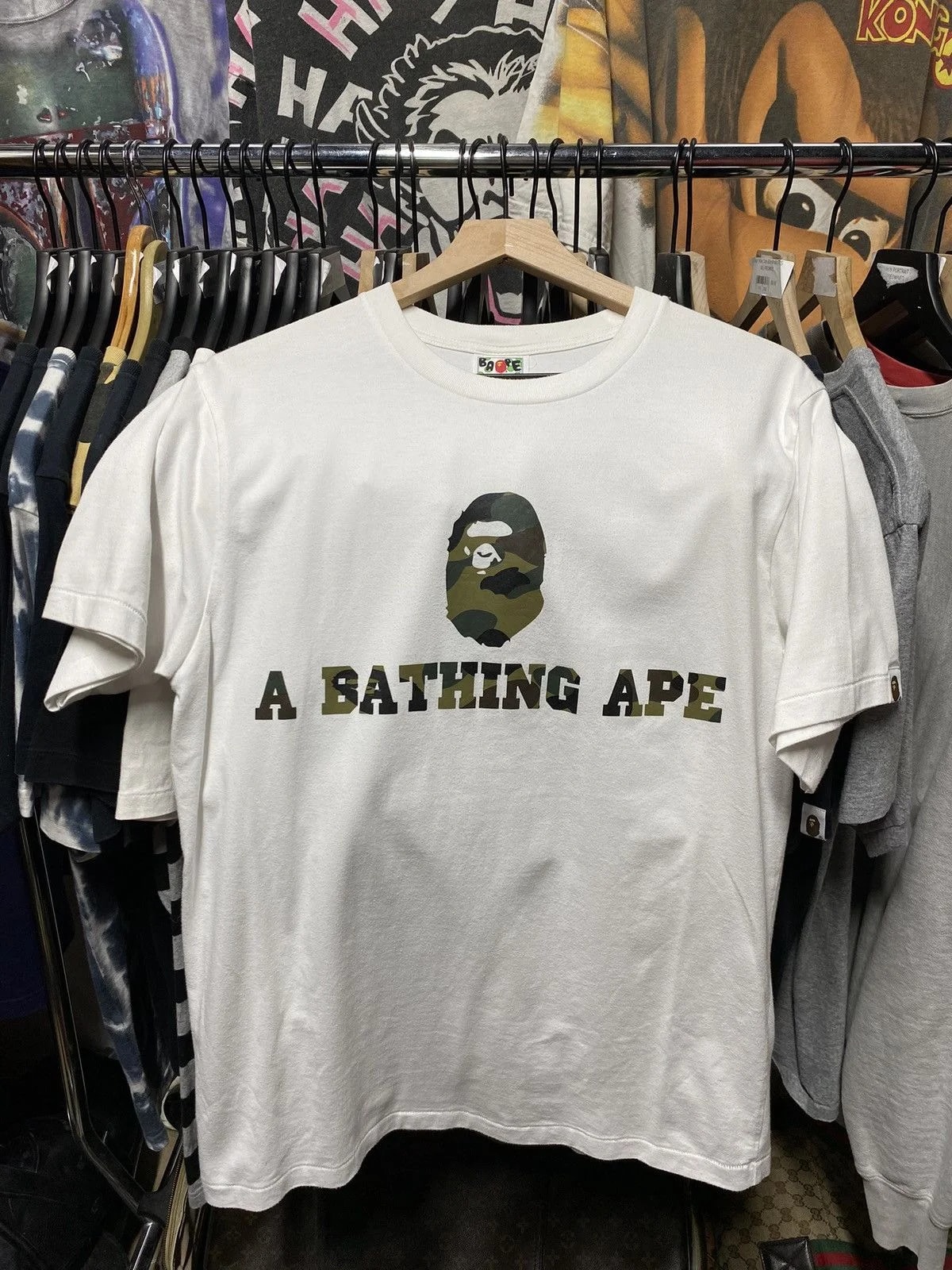 A Bathing Ape Green Camo Bape Head T-Shirt Fits Med 3