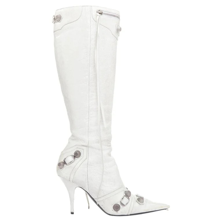 Balenciaga — Balenciaga Cagole 100 Moto Stud Textured Studded Tall EU38 — Designer Shoe — resale