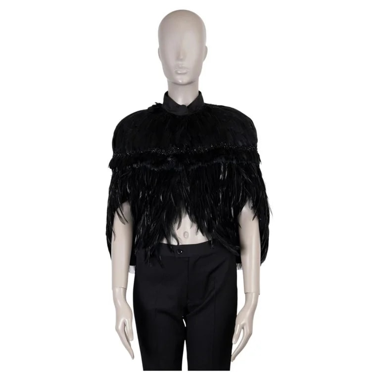 Prada — Prada 2005 Bead Embellished Feather Cape Jacket 42 M — Clothing — resale