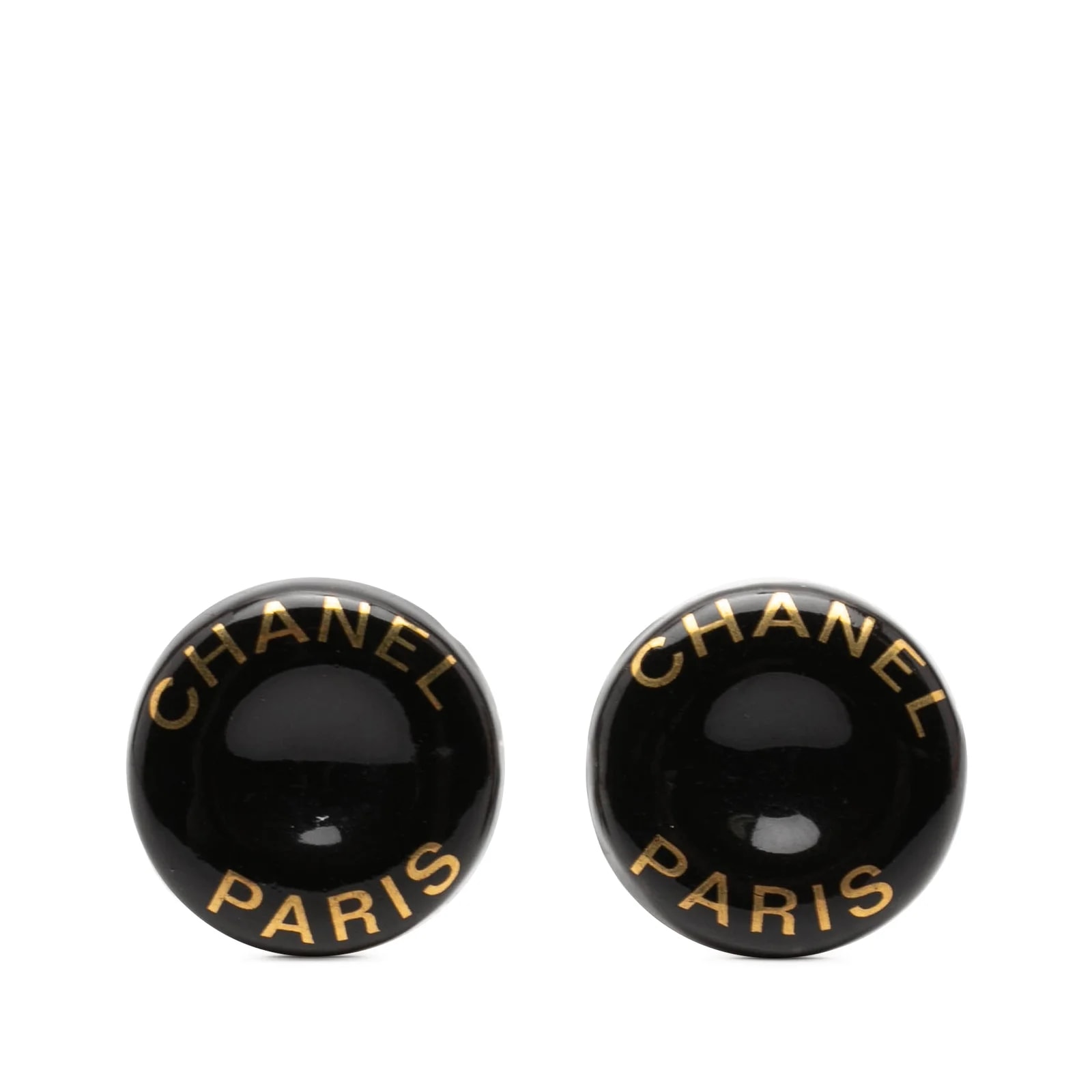 Chanel — CC Resin and Logo Print Clip on — Jewelry — resale