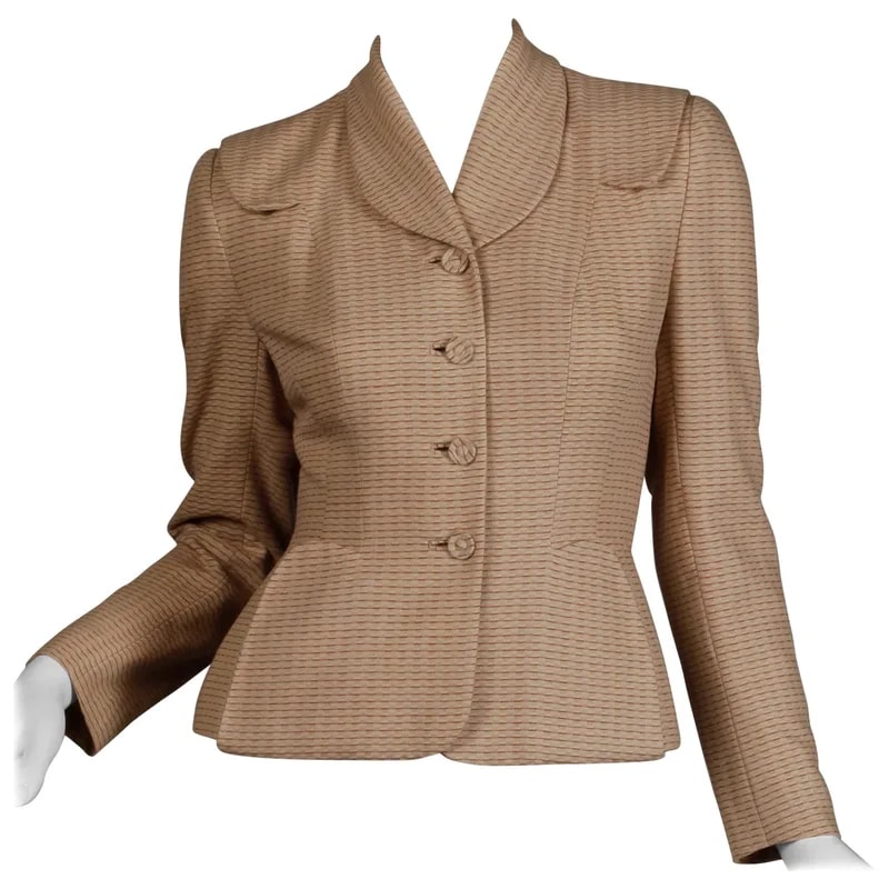 1950s Vintage Brown Beige Wool Blazer Jacket — Clothing — resale