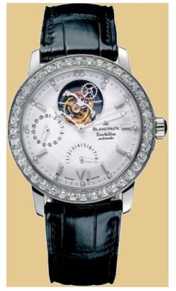 Worldofluxuryus — Blancpain Leman Tourbillon Power Reserve 18K White Gold & Diamonds — Watch — resale