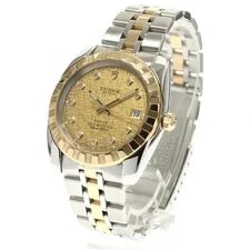 Tudor Classic Date 21013 YG2 Tone 10P Diamond Silver Dial Automatic 's_890103 3