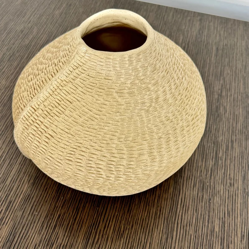 Sofi Ceramic Pleated Light Clay Vase 4