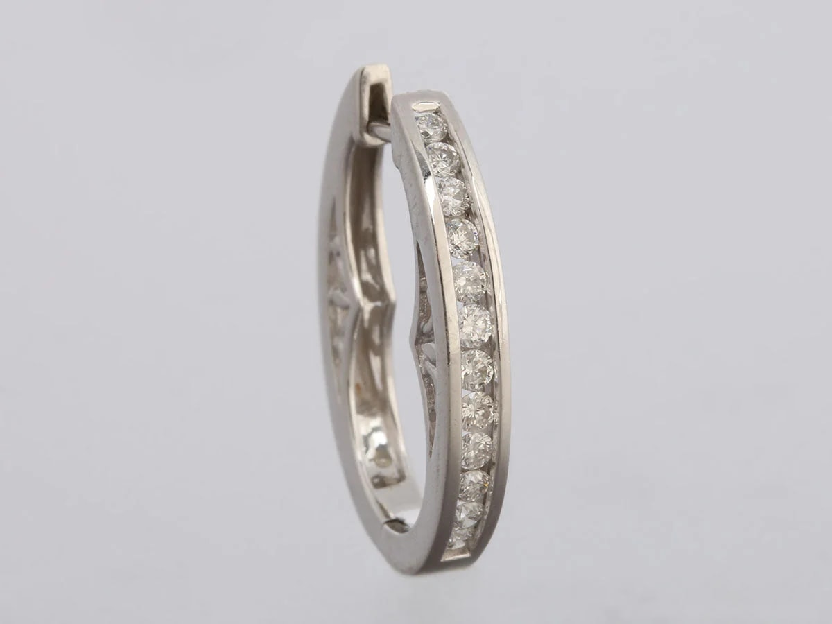 14K White Gold 0.50-Carat Oval Hoops 2