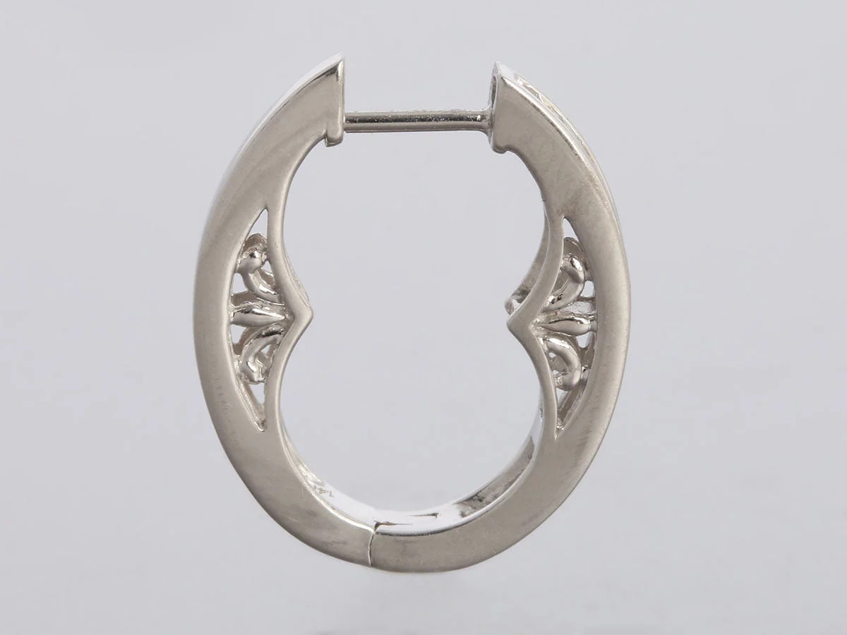 14K White Gold 0.50-Carat Oval Hoops 3