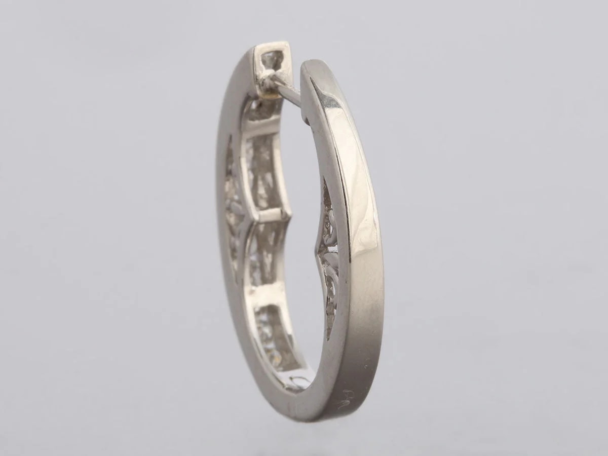 14K White Gold 0.50-Carat Oval Hoops 4