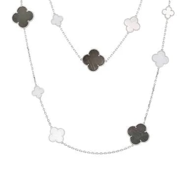 Vcarpe — Van Cleef & Arpels Magic Alhambra Long in White Gold, Mother of Pearl and Chalcedony — Jewelry — resale