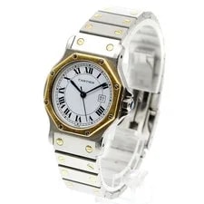 Cartier Santos Octagon LM Date White Dial Automatic Watch_962182 2