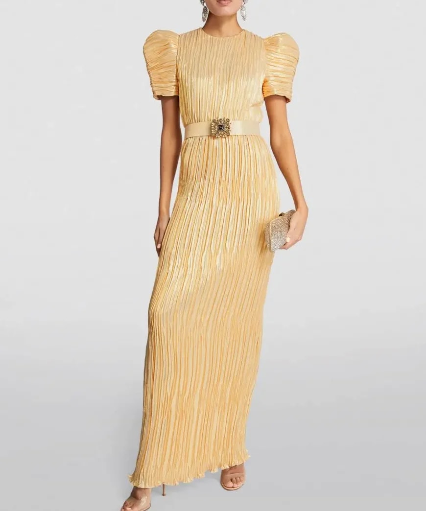Andrew Gn -Blend Puff-Sleeve Belted Gown 4