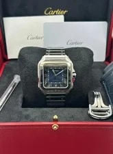 Cartier — 2025 Cartier Santos Blue Dial Large Size WSSA0071 Unworn Complete Set — Watch — resale