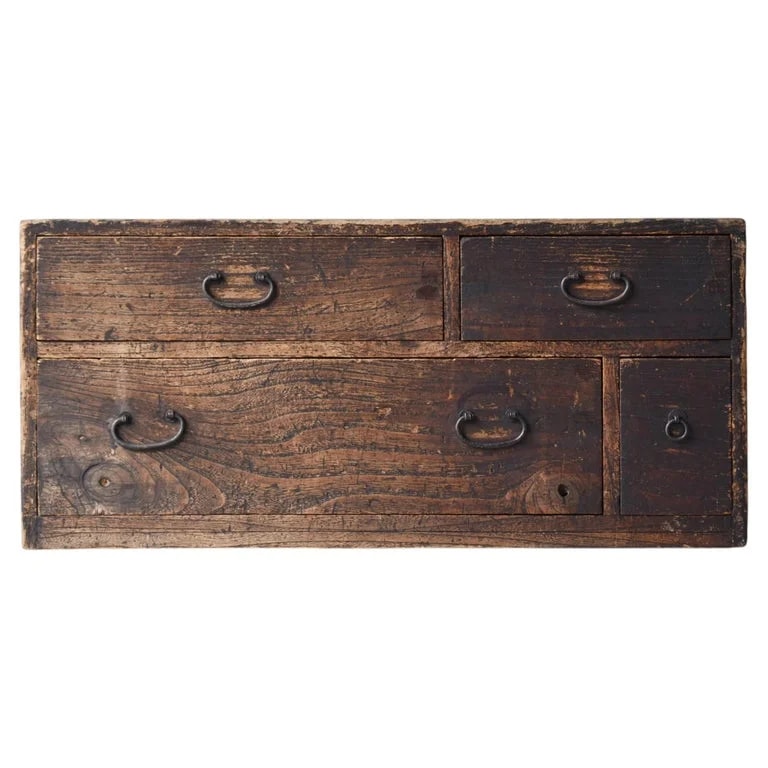 Japanese Antique Small Low Board 1847s / Tansu Night Stand Drawer Chest Wabisabi — Furniture — resale