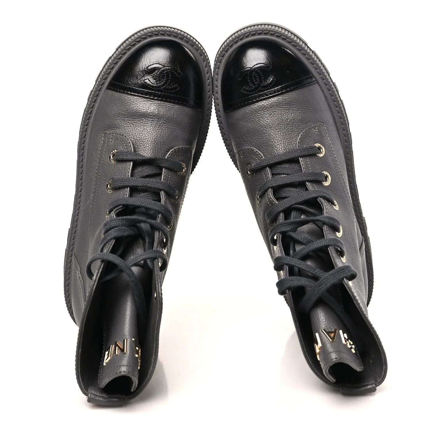 Grained Shiny CC Lace Up Combat 39.5 2