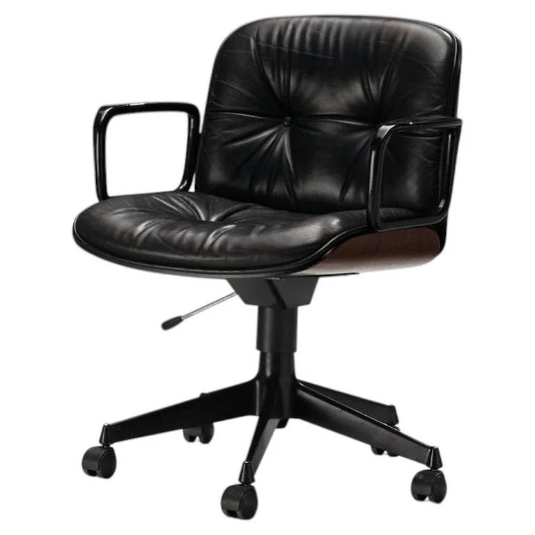 Ennio Fazioli, MIM Roma — Fazioli for MIM Roma Swivel in Black Leather — Furniture — resale