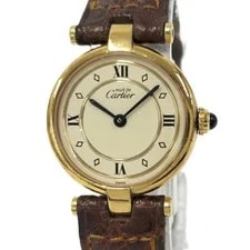 Cartier — Cartier Must Vendome Vermeil Quartz 925 GP Leather Ivory Dial — Watch — resale